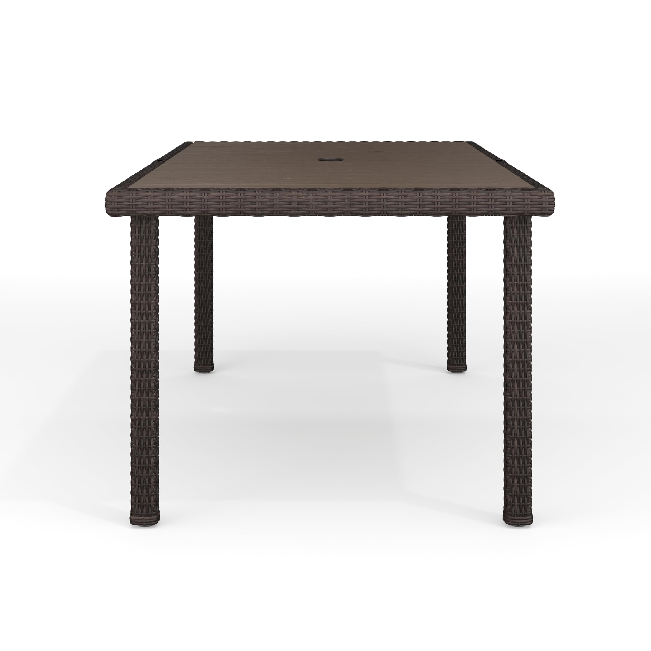 Bedford 60" Indoor-Outdoor Patio Table with Faux Wood Top and Rattan Wicker