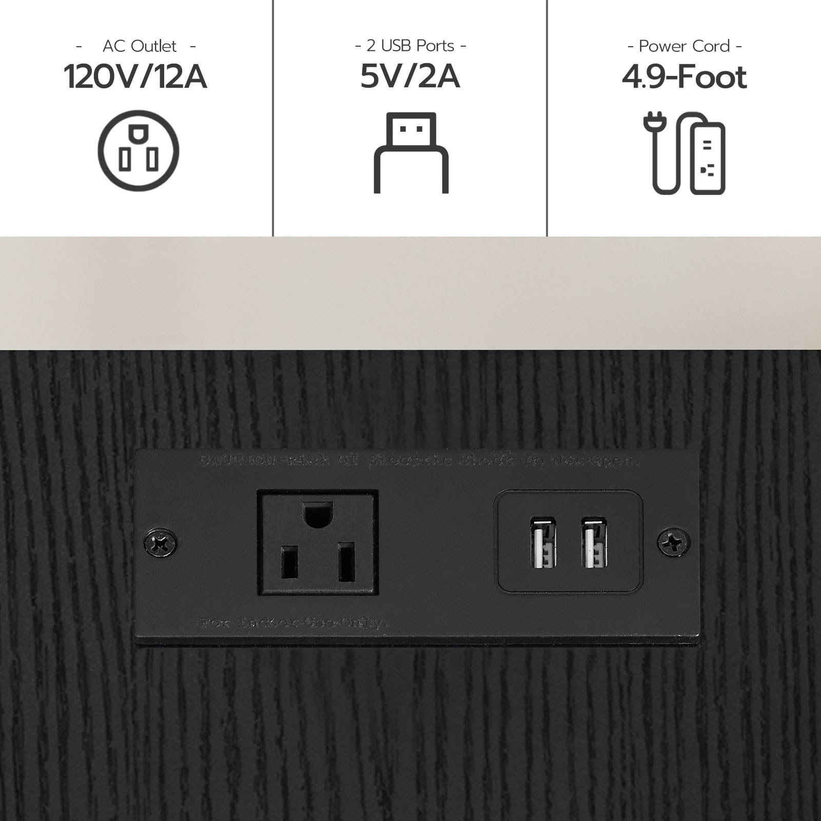 Side Table with Charging Station, End Tables with USB Ports and Outlets, Nightstand with 2