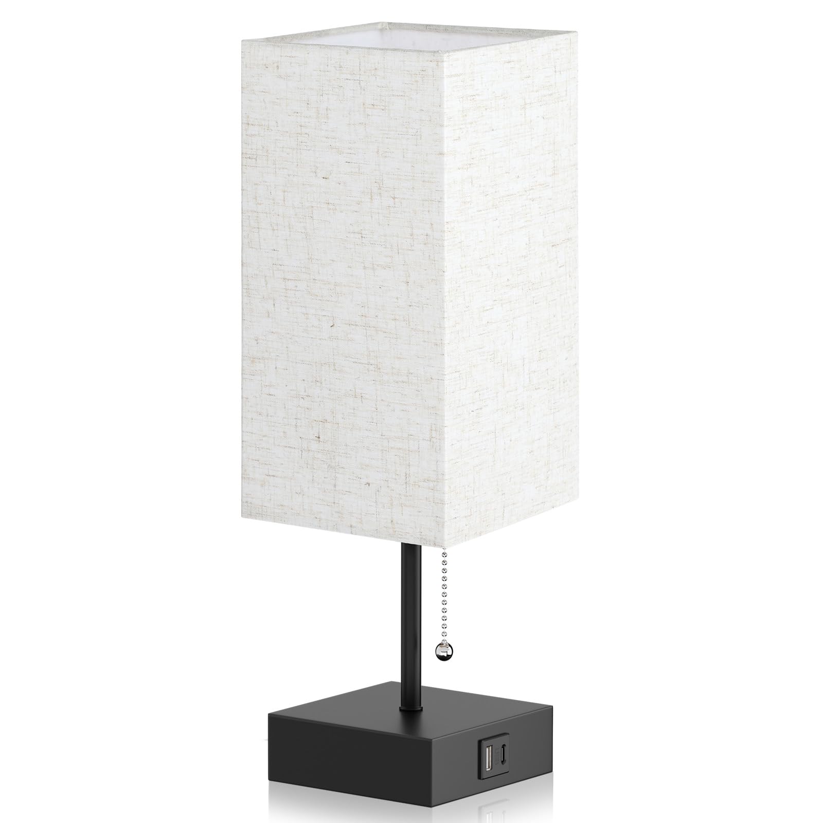 Bedside Table Lamp, Pull Chain Bedroom Lamp