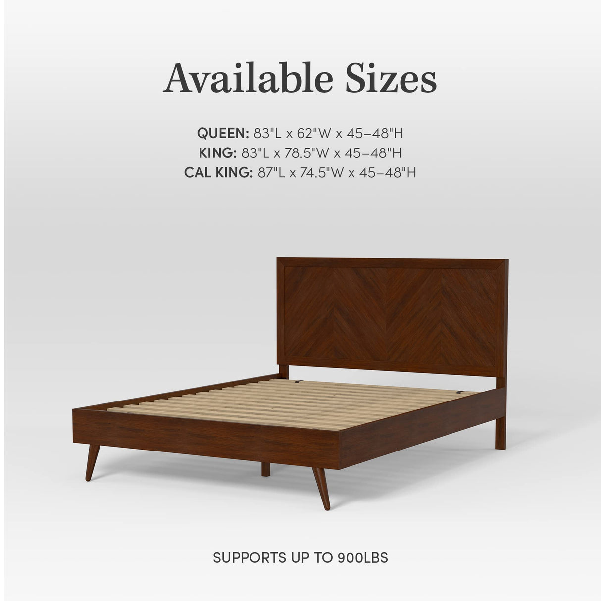 Mahogany Wood Platform Bed Frame with Headboard | King, Walnut