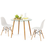 Dining Table Set for 2, Modern 3-Piece Dining Room Set w/ 1 Round Tempered Glass Table