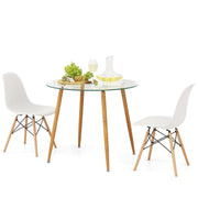 Dining Table Set for 2, Modern 3-Piece Dining Room Set w/ 1 Round Tempered Glass Table