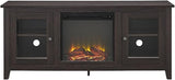 Rustic Wood and Glass Fireplace TV Stand for TV's up to 64" Flat Screen Living Room