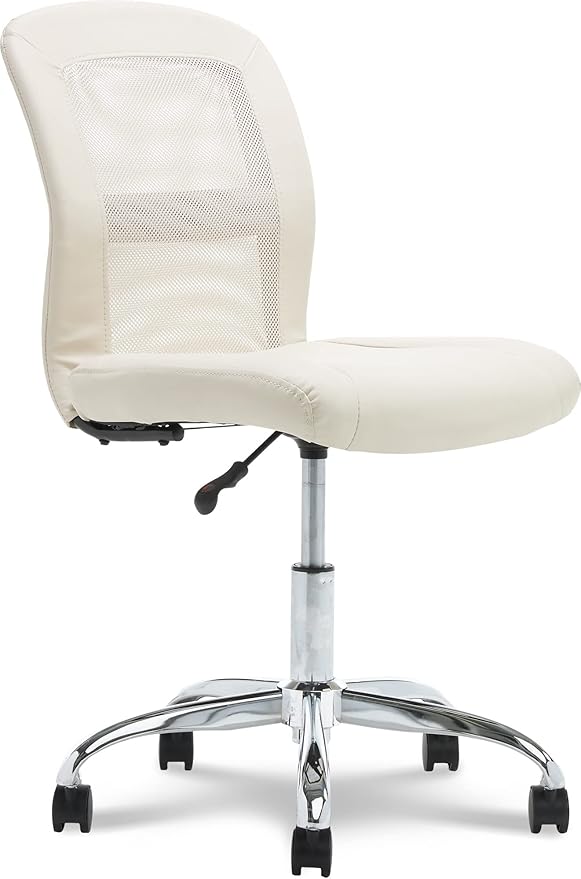 Essential Armless DeskChair, Small Task Chair with Wheels, Breathable Mesh Back