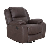 304566 Teresa Classic Tufted Leather Swivel Recliner, Dark Brown/Black