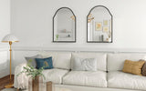 30x20 Black Arch Mirror with Shelf - Matte Metal Frame Wall Mirror