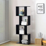 4 Tier Bookshelf S Shaped Bookcase, Multifunctional Wooden