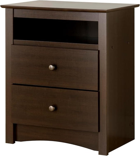 Fremont 2 Drawer Nightstand: Elegant Bedroom Furniture, Bedside Table with Open Shelf