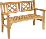 HAPPYGRILL Patio Wood Bench with Ergonomic Backrest & Armrest, 2-Person Outdoor Bench