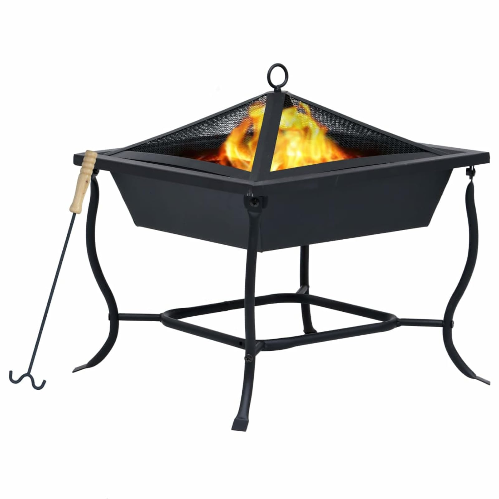 Tidyard Fire Pit Black 16.5 x 16.5 x 17.7 Inch Steel Wood Burning Firepit Stove, Patio Garden Fireplace for Camping, Outdoor Heating, Picnic, Party