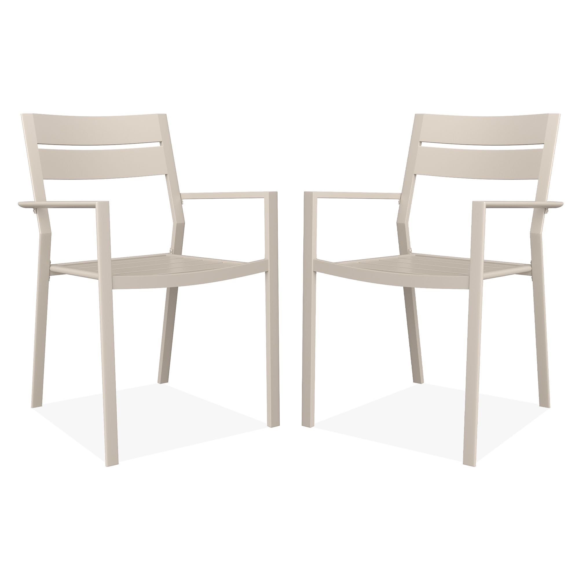 Patio Dining Chairs Set of 2, Metal Stackable Outdoor Chairs with Armrest