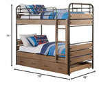 Adams Twin Over Twin Bunk Bed with Trundle in Antique Oak