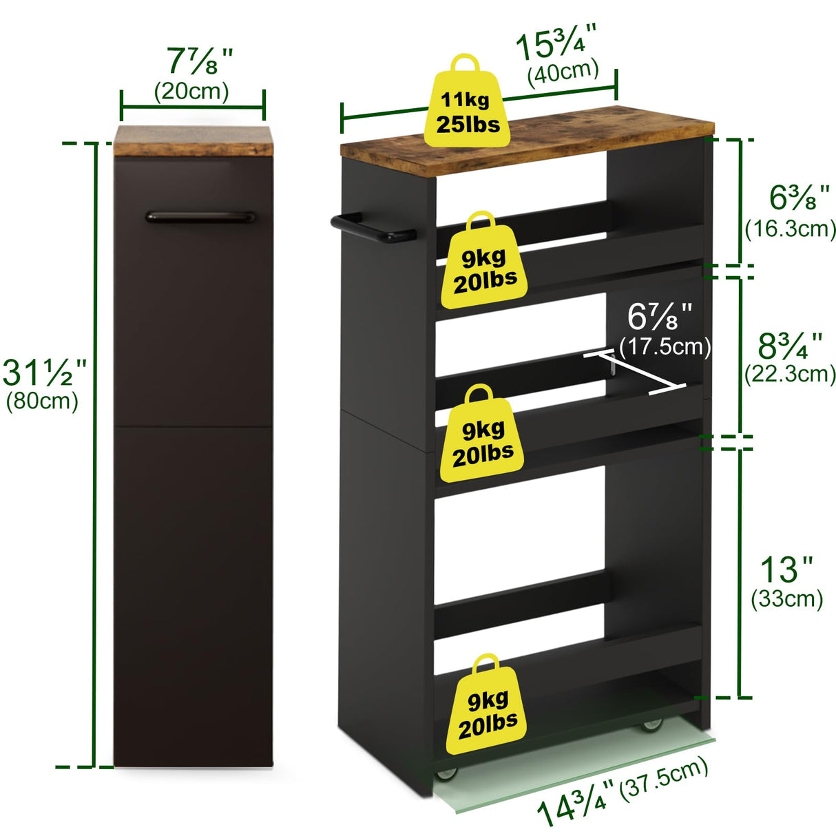 4 Tier Slim Storage Cart with Handle