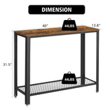 Console Table, Narrow Entryway Table, 2-Tier Industrial Entrance Tables with Shelves for Entryway,