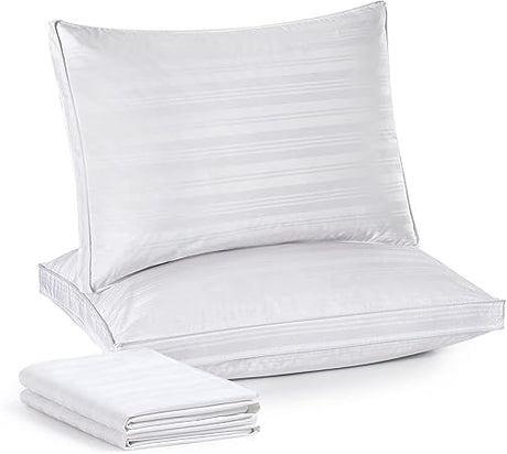 Goose Feather Down Bed Pillows for Sleeping with 2 Outer Protectors