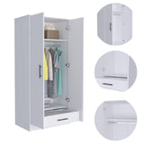 Armoire Wardrobe 2 Doors and 1 Drawer, Clothes Cabinet with Storage Shelves