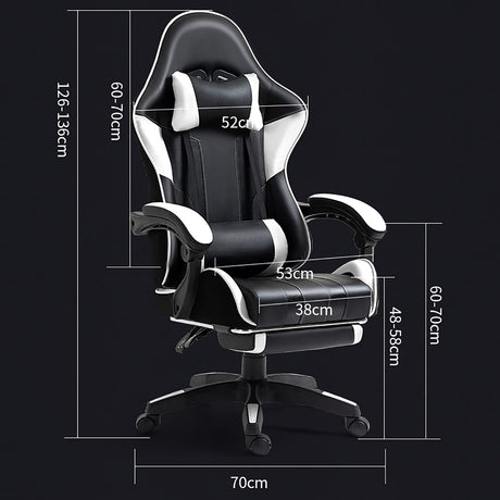 Gaming Chair with Footrest Massage Lumbar PillowAdjustableHeight