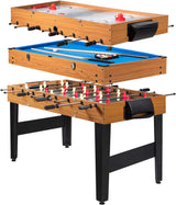 Multi Game Table, 3-in-1 48" Combo Game Table w/Soccer, Billiard, Slide Hockey