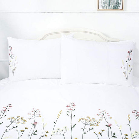 White Flower Duvet Cover Set Queen Floral Cotton Pink Flowered Spring Elegant