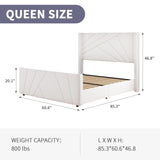 Queen Velvet Platform Bed with Geometric Tufted Headboard