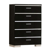High Gloss Lacquer Coated 5 Drawer Chest with Bracket Feet