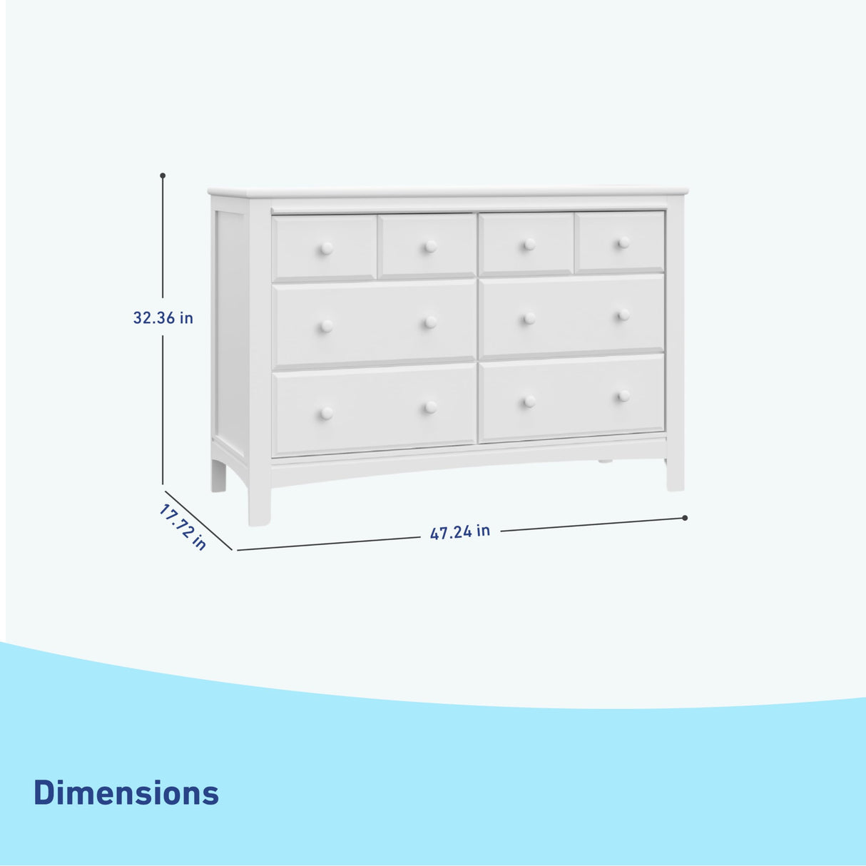 Benton 6 Drawer Double Dresser (White) – Easy New Assembly Process, Universal Design,