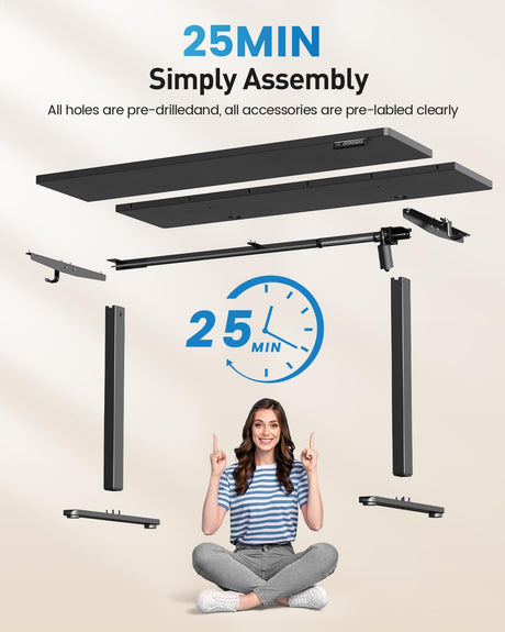 Zelimon Adjustable Standing Desk Electric Sit to Stand Up Desk 48"× 24" Memory Small Home Office Desk with Quiet Motor, Black (Black, 48 * 24 Inch)