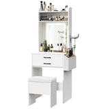 Small Vanity Desk Set with Adjustable Lighted Mirror and Storage Stool