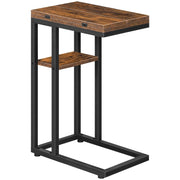 Foldable End Table, C Shaped Side Table with Storage Shelf, Small Snack Table Suitable