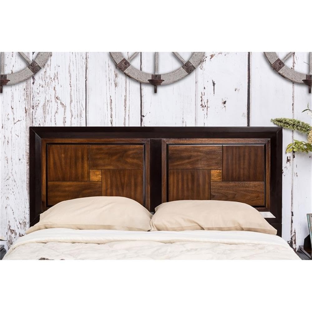 FOA Delia 2pc Walnut Transitional Wood Panel Bedroom Set - Full + Nightstand