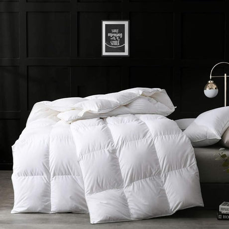 Goose Feathers Down Comforter King Size, Hotel Collection Summer Duvet Insert, 750 Fill