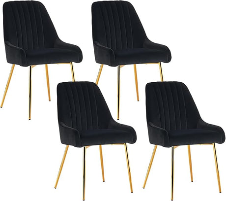 Modern Dining Chairs Set of 2, Velvet Dining Room Chairs with Golden Metal Legs