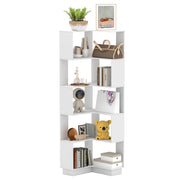 Corner Bookshelf, 5 Tiers Wooden Corner Bookcase 68.9" Tall L-Shaped Bookshelf