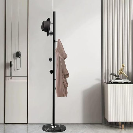 Metal Coat Rack Freestanding, Sturdy Coat Rack Stand with Natural Marble Base, Coat Racks Tree