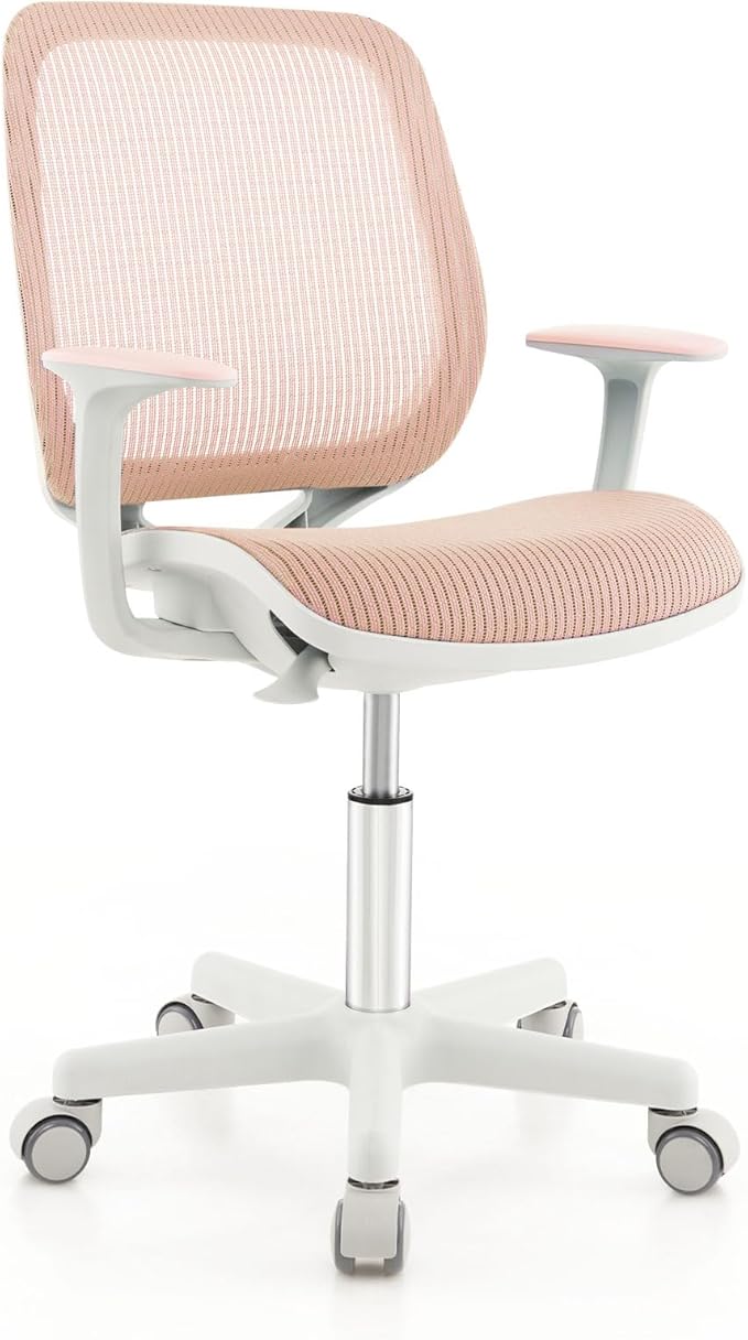 Height Adjustable Children Study Computer Chair with Armrests, Sit-Brake Casters, Swivel