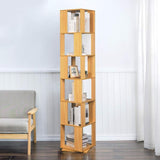 6 Tier Wooden Bookcase Corner Tall Book Shelf Modern 360° Rotating Storage Display Rack Floor