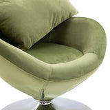 vidaXL Swivel Egg Chair with Removable Cushion, Light Green Velvet Upholstery - Ergonomic Design, 360-Degree Swivel, Plywood Frame with Chrome Base; Modern Decorative Armchair