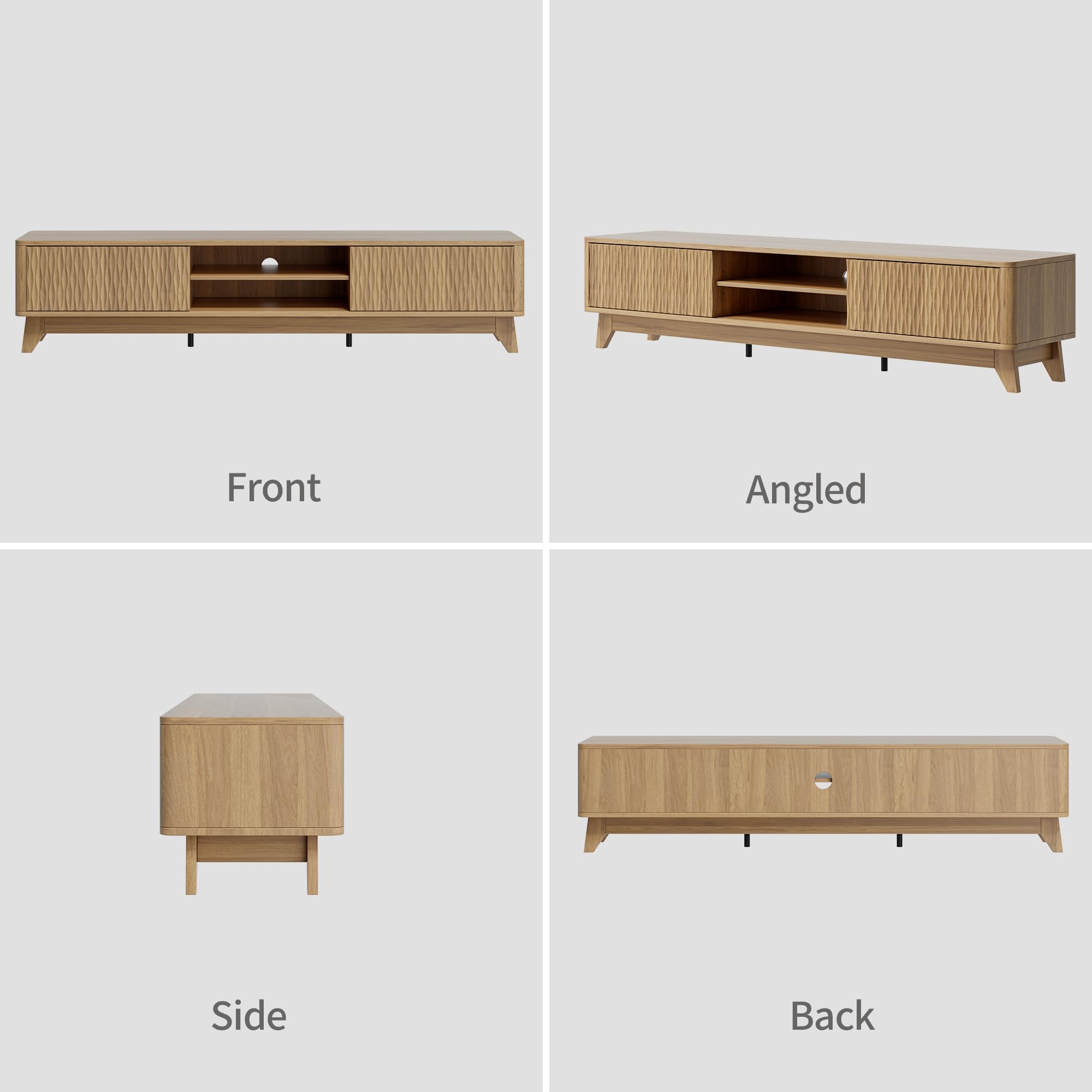 59" Mid Century Modern TV Stand with Sliding Doors