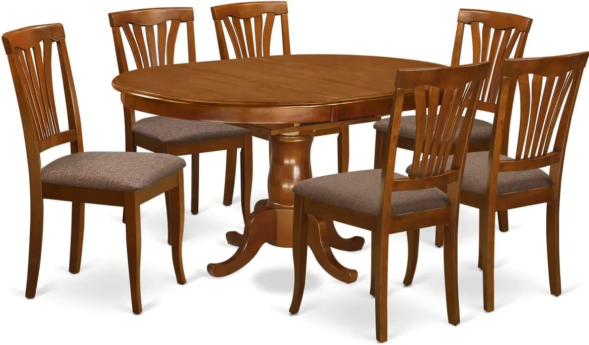POAV7-SBR-C 7 Piece Modern Dining Table Set Consist of an Oval Wooden Table with Butterfly