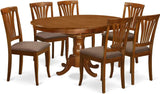 POAV7-SBR-C 7 Piece Modern Dining Table Set Consist of an Oval Wooden Table with Butterfly
