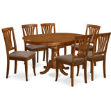 POAV7-SBR-C 7 Piece Modern Dining Table Set Consist of an Oval Wooden Table with Butterfly