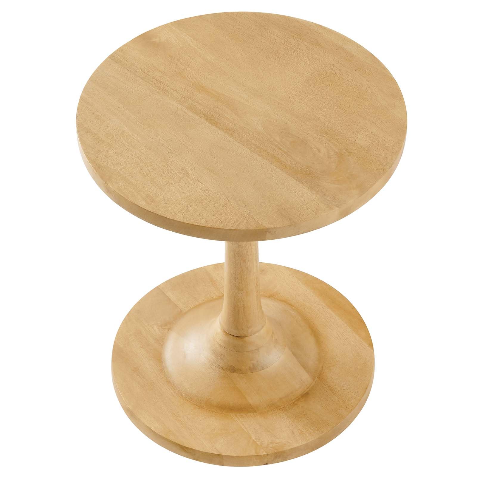 Lina Round Mango Wood Side Sofa End Table for Living Room in Oak