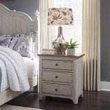 3 Drawer Night Stand w/Charging Station, White