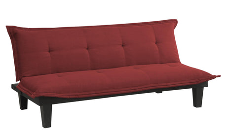 Lodge Convertible Futon Couch Bed with Microfiber Upholstery and Wood Legs, Red