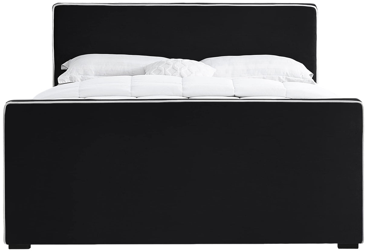 Dillard Collection Modern | Contemporary Velvet Upholstered Bed with Dark Espresso