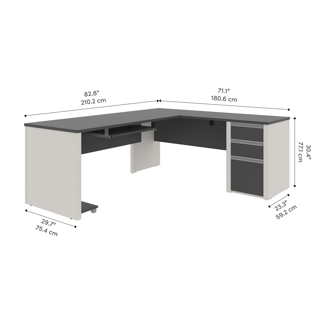 Connexion L-Shaped Desk in Sandstone