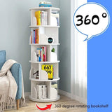 Bookcases 360° Rotating Bookshelf Round Standing Bookcase 5 Tiers Book Rack for