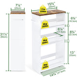 4 Tier White Slim Storage Cart with Handle