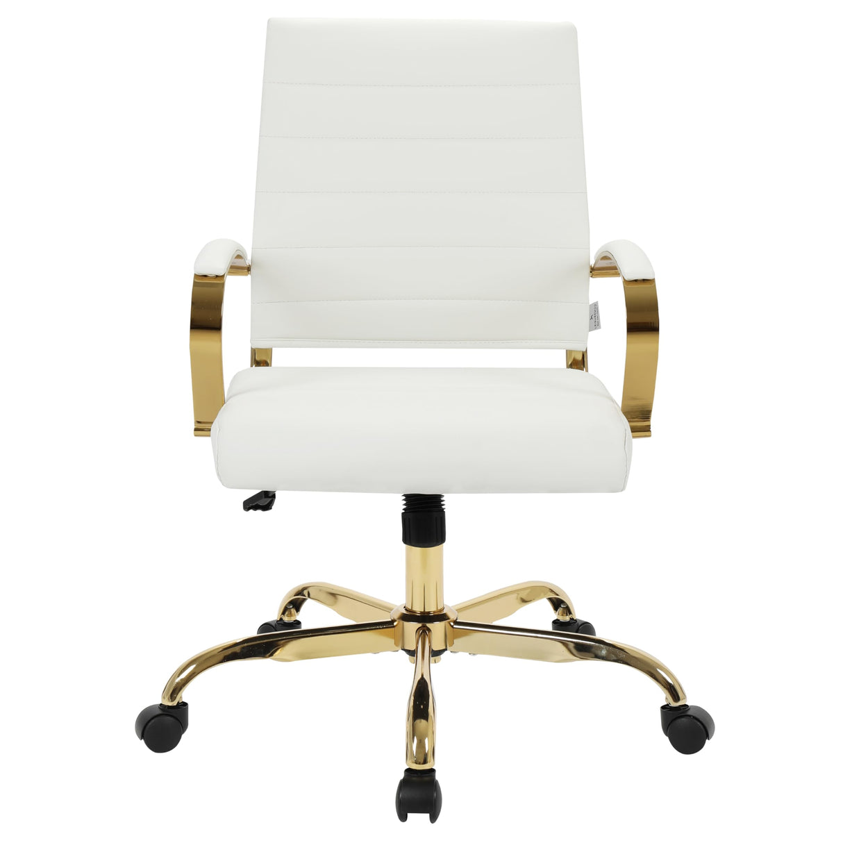 Mid-Back Ergonomic Office Chair - White Leather with Lumbar Support