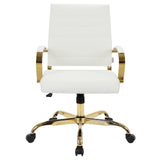Mid-Back Ergonomic Office Chair - White Leather with Lumbar Support